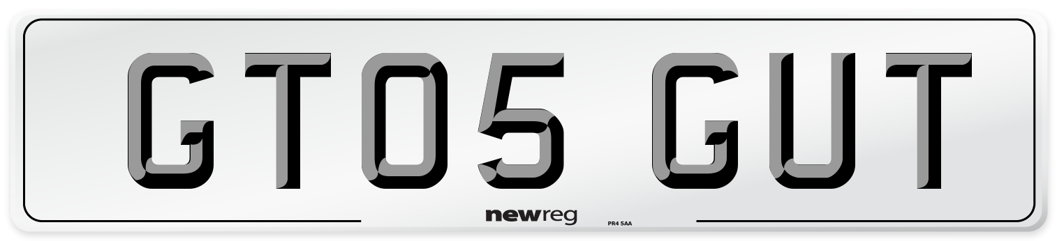 GT05 GUT Number Plate from New Reg